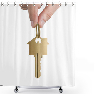 Personality  Human Hand Holding Gold Key Shower Curtains