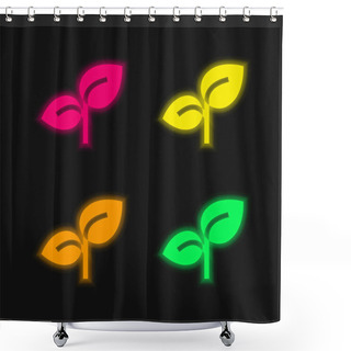 Personality  Branch Four Color Glowing Neon Vector Icon Shower Curtains