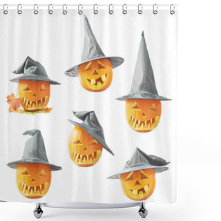 Personality  Jack-o-lanterns Pumpkin In A Hat Shower Curtains