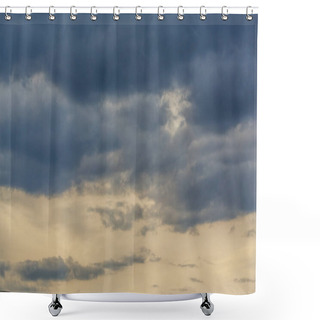 Personality  Thunderclouds On A Gray Sky. Beautiful Background. Shower Curtains