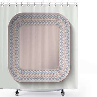 Personality  Rounded Square Plate With Ornament Stylized The Ancient Roman Pattern. Shower Curtains