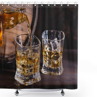 Personality  Pouring Whiskey Into A Glass With Ice Shower Curtains