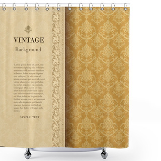 Personality  Vintage Background With Floral Ornaments Shower Curtains