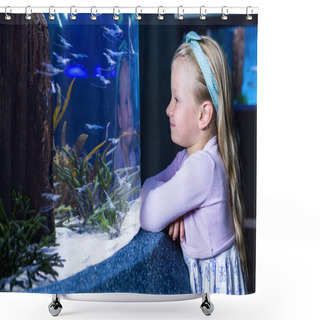 Personality  Happy Young Woman Looking At Fish  Shower Curtains