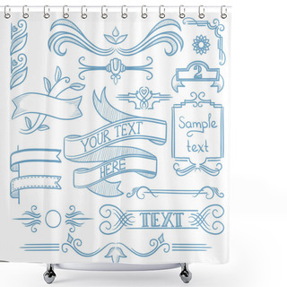 Personality  Set Of Vintage Ribbons, Frames And Elements. Shower Curtains