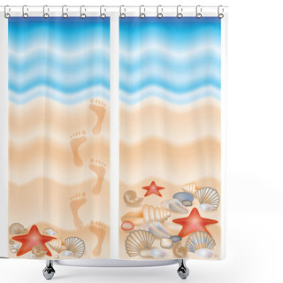 Personality  Two Summer Banner, Vector Illustration Shower Curtains