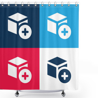 Personality  Add Blue And Red Four Color Minimal Icon Set Shower Curtains