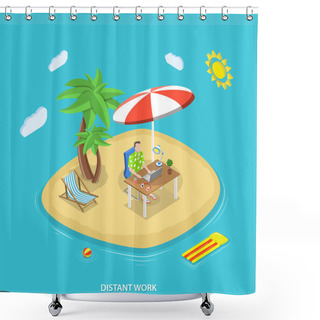 Personality  Distant Work Isometric Flat Vector Concept. Shower Curtains