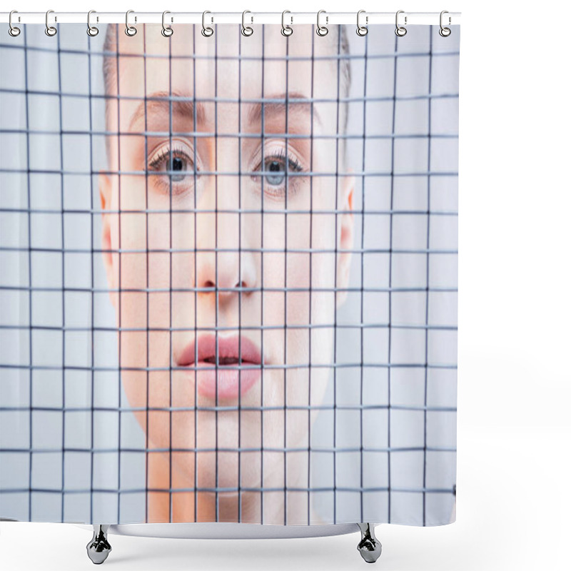 Personality  Female Tennis Player With Racquet Shower Curtains