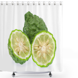 Personality  Bergamot Fruit Slice Isolated On White Background Shower Curtains