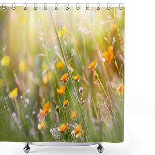 Personality  Beautiful Yellow Meadow Flowers Shower Curtains
