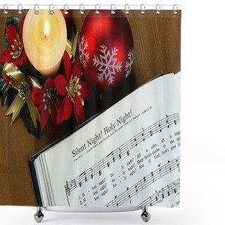 Personality  Detail Of Songbook With Christmas Carols Shower Curtains