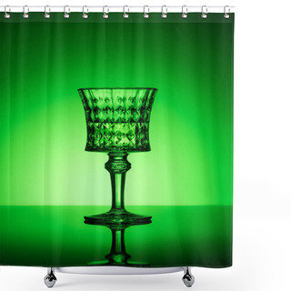 Personality  Crystal Glass Of Absinthe On Reflective Surface And Dark Green Background Shower Curtains
