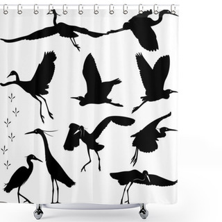 Personality  Egrets Silhouettes Illustration Shower Curtains