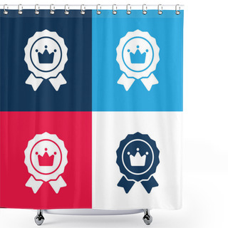 Personality  Brand Positioning Blue And Red Four Color Minimal Icon Set Shower Curtains