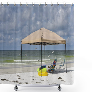 Personality  Portable Beach Shelter And Chairs Shower Curtains