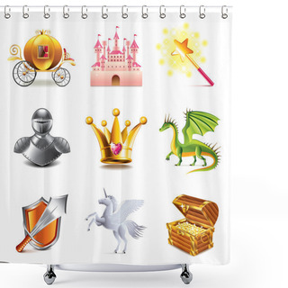Personality  Fairy Tale Icons Vector Set Shower Curtains