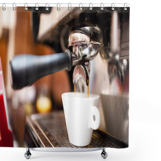 Personality  Espresso Machine Making Coffee At Restaurant Shower Curtains