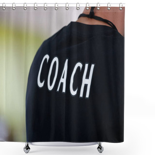 Personality  Coach Logo On Black T-shirt Shower Curtains