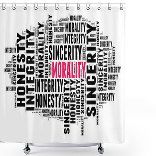 Personality  Morality In Word Cloud Shower Curtains