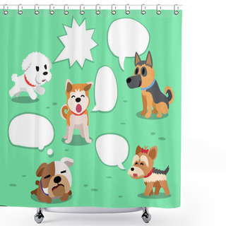 Personality  Set Of Cartoon Dogs With White Speech Bubbles Shower Curtains