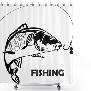 Personality  Carp Fish, Vector Illustration Shower Curtains
