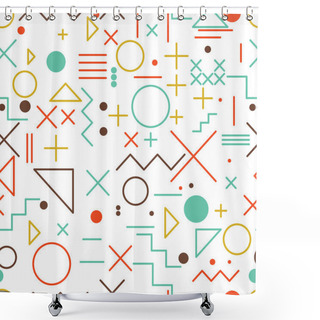 Personality  Mathematical Symbols Seamless Pattern With Simple Colorful Geome Shower Curtains