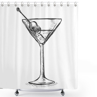 Personality  Martini Glass With Olives Shower Curtains