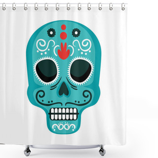 Personality  Mask Of The Santa Death Vector Illustration Design Shower Curtains