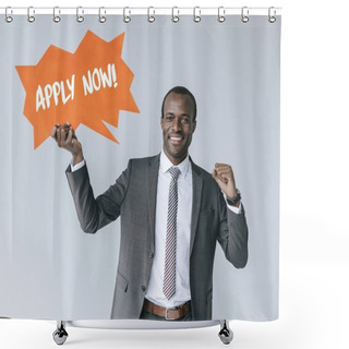 Personality  African American Businessman With With Apply Now Card Shower Curtains