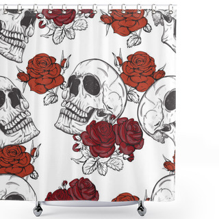 Personality  Roses And Skulls Shower Curtains