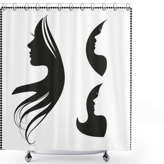 Personality  Icon Silhouette Of A Girl With Long Hair Shower Curtains