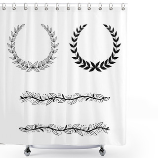 Personality  Natural Leaf And Border Frame Set Shower Curtains