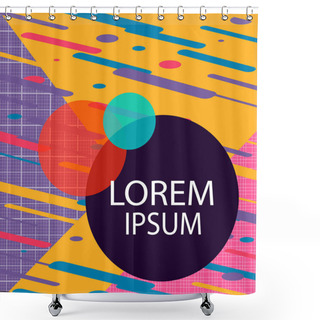 Personality  Trendy Neon Geometric Figures Wallpaper In A Modern Material Design Style. Vector Background With Paper Card And Abstract Colorful Shapes Shower Curtains