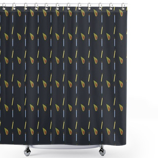 Personality  Colored Background With Different Accessories Shower Curtains