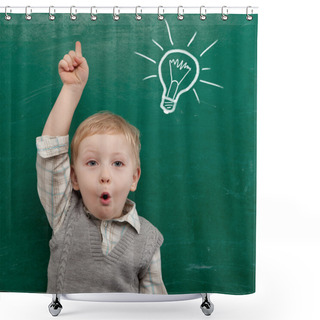 Personality  Children Portrait Near Desk Shower Curtains