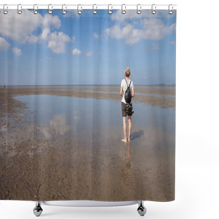 Personality  Woman Standing On Waters Edge Shower Curtains