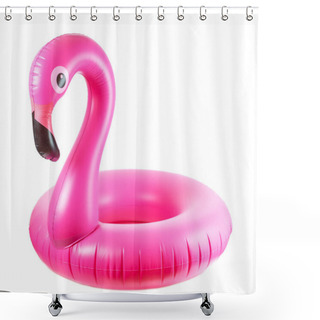 Personality  Beach Flamingo. Pink Pool Inflatable Flamingo For Summer Beach Isolated On White Background. Trendy Summer Concept Shower Curtains