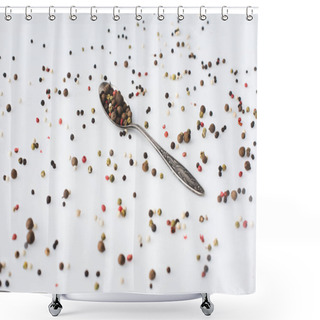 Personality  Spoon With Spilled Peppercorns  Shower Curtains