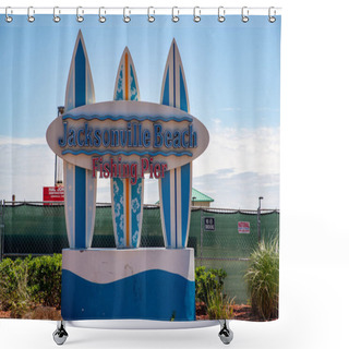 Personality  Jacksonville Beach Fishing Pier Surf Boards Shower Curtains