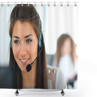 Personality  Female Customer Support Operator Shower Curtains