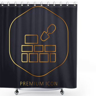 Personality  Brick Wall Golden Line Premium Logo Or Icon Shower Curtains
