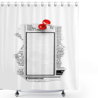 Personality  Piece Of Torn Paper Isolated On  Background. Copy Space Shower Curtains