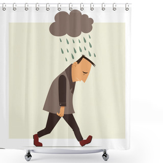Personality  Depressed Man Shower Curtains