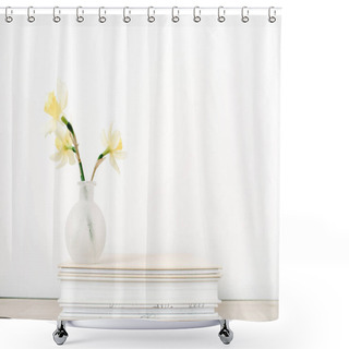 Personality  Yellow Narcissus Flowers In Flowerpot Shower Curtains