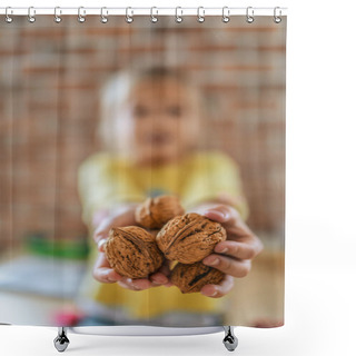 Personality  Little Girl With Walnuts Shower Curtains