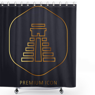 Personality  Aztec Pyramid Golden Line Premium Logo Or Icon Shower Curtains
