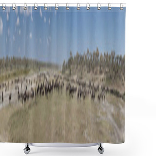 Personality  Wildebeast Migration Pano Shower Curtains