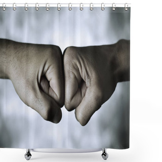Personality  Two Men Fist Bumping Shower Curtains