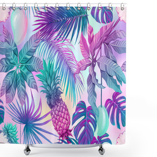 Personality  Seamless Pattern, Background With Tropical Plants, Shower Curtains